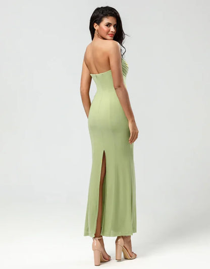 Bridesmaid Dress Strapless Mermaid Lemon Green Long