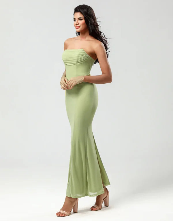 Bridesmaid Dress Strapless Mermaid Lemon Green Long