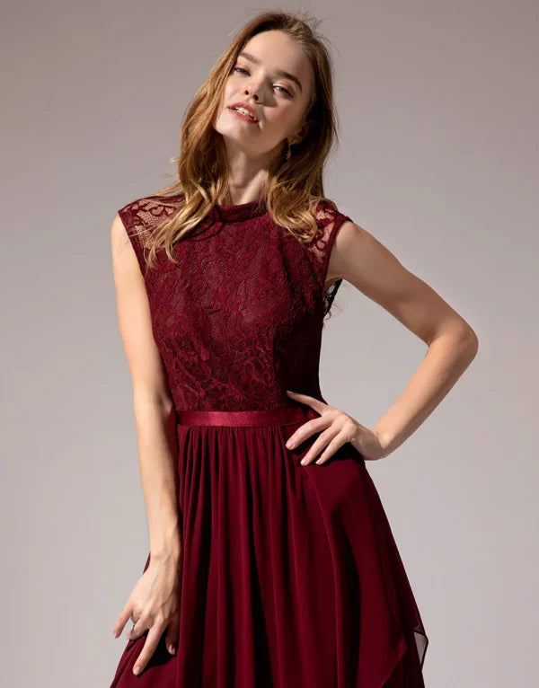 Burgundy Long Chiffon Bridesmaid Dresses
