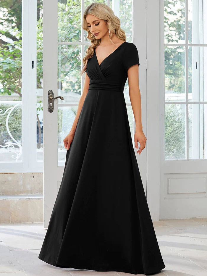 Simple Pleated Empire Waist A-Line Bridesmaid Dress – Koutun Dress
