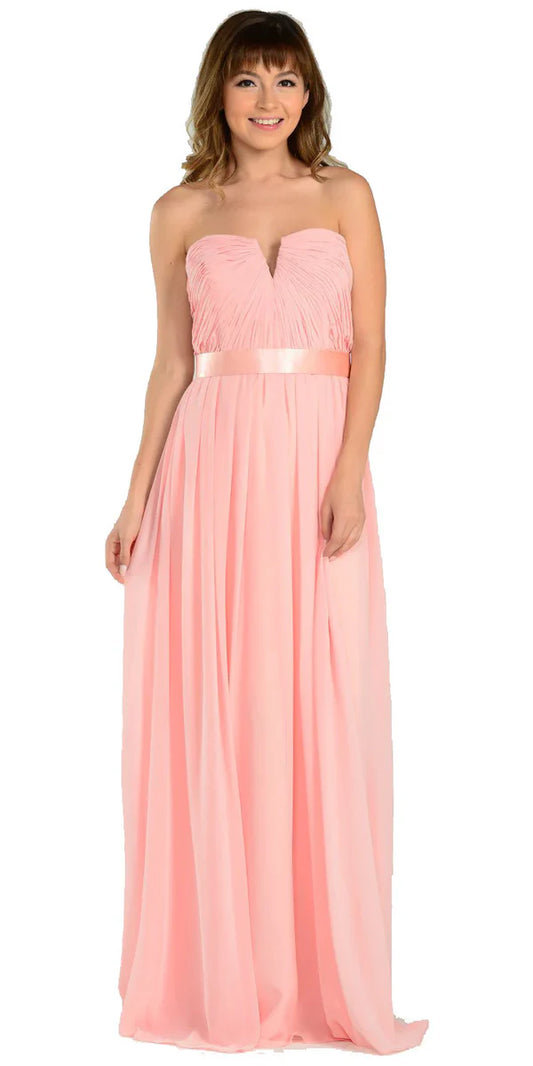 Black Turquoise Strapless Sweetheart Chiffon Sash Waist Back Zipper Floor Length Formal Evening Prom Dress