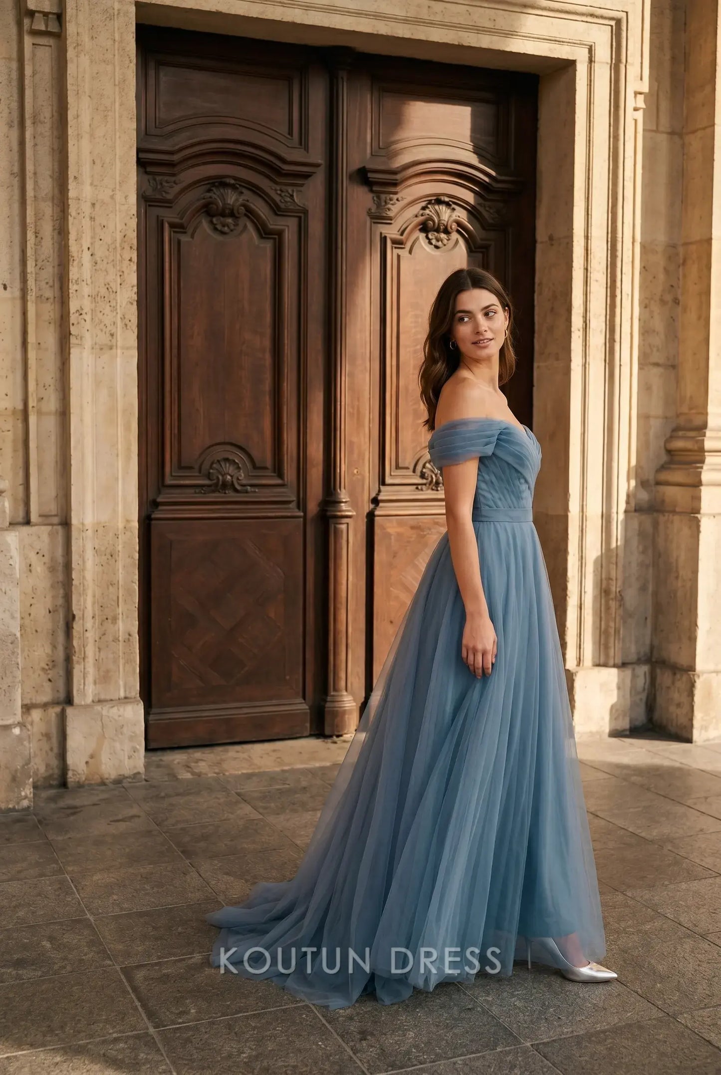 Blue A Line Off the Shoulder Mother Of The Bride/ Groom Dresses Formal Evening Dress