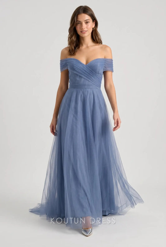 Blue A Line Off the Shoulder Mother Of The Bride/ Groom Dresses Formal Evening Dress
