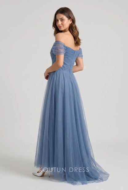 Blue A Line Off the Shoulder Mother Of The Bride/ Groom Dresses Formal Evening Dress