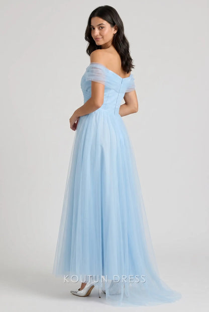 Blue A Line Off the Shoulder Mother Of The Bride/ Groom Dresses Formal Evening Dress