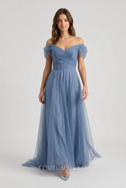 Blue A Line Off the Shoulder Mother Of The Bride/ Groom Dresses Formal Evening Dress