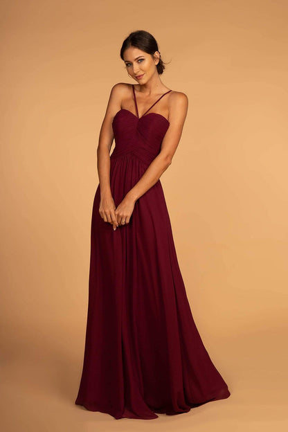 Blush Pink Spaghetti Strap Prom Dress With Ruched Bodice Cutout Back And Chiffon A Line Formal Prom Dress