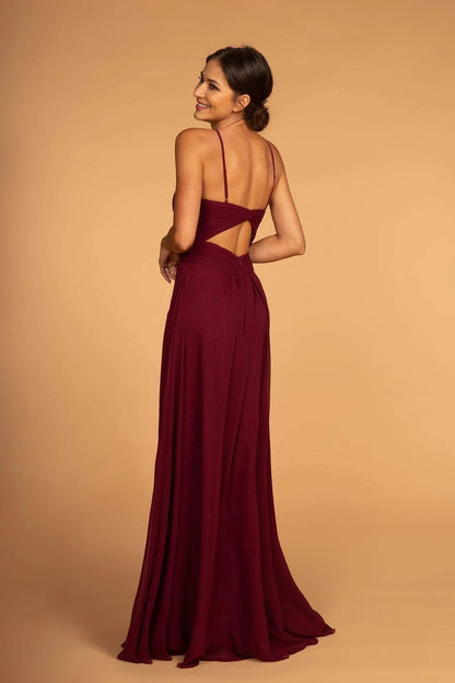 Blush Pink Spaghetti Strap Prom Dress With Ruched Bodice Cutout Back And Chiffon A Line Formal Prom Dress