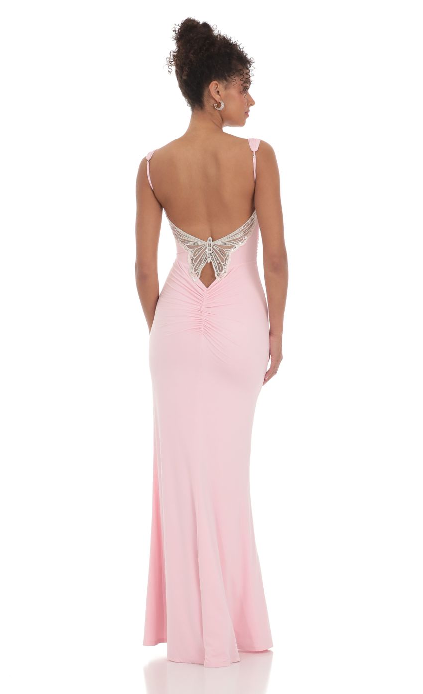 Blush Pink Sweetheart Mermaid Prom Dress With Butterfly Lace Back Jersey Formal Prom Dress