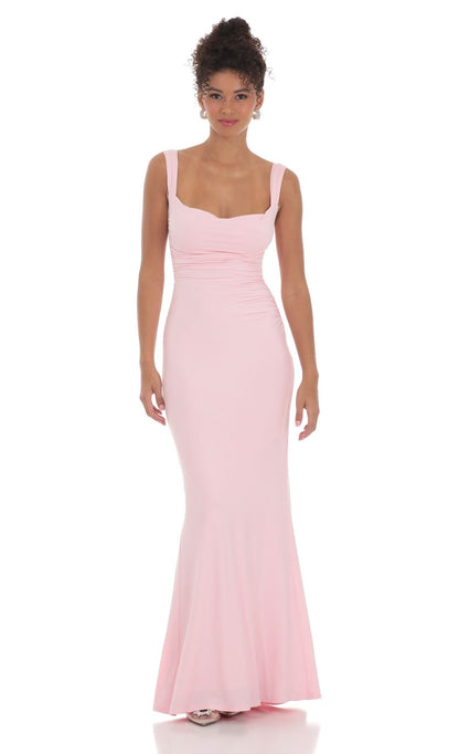 Blush Pink Sweetheart Mermaid Prom Dress With Butterfly Lace Back Jersey Formal Prom Dress