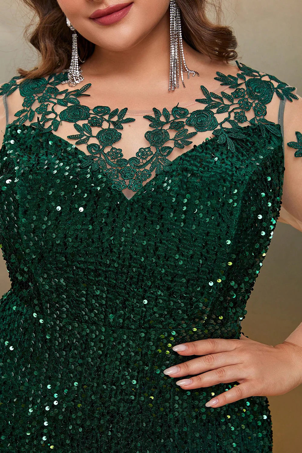 slim fit dress slacks Sequin Dark Green Mermaid Plus Size Floor-length Prom Dress with Appli –  Koutun Dress