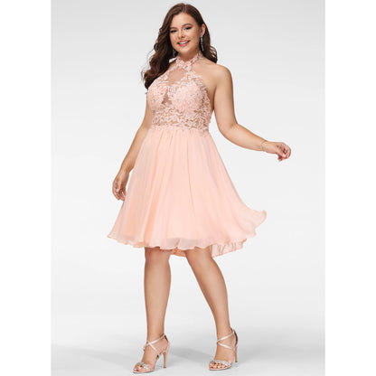 Charming A-Line Halter Sleeveless Embellished Blush Pink Short Homecoming Dresses For Her