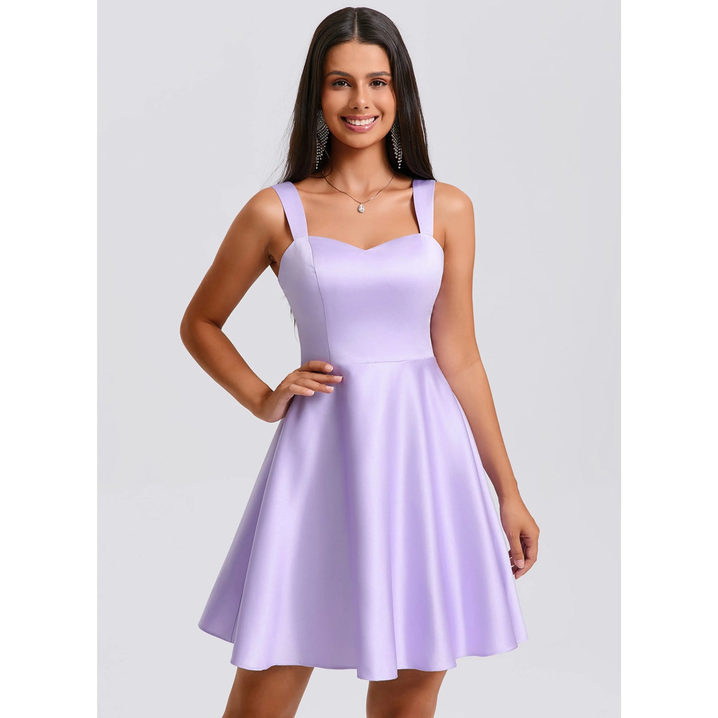 Charming A-Line Sweetheart Sleeveless Bow-Back Lavender Short Homecoming Dress