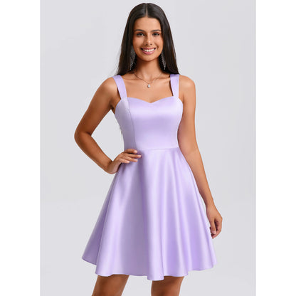 Charming A-Line Sweetheart Sleeveless Bow-Back Lavender Short Homecoming Dress