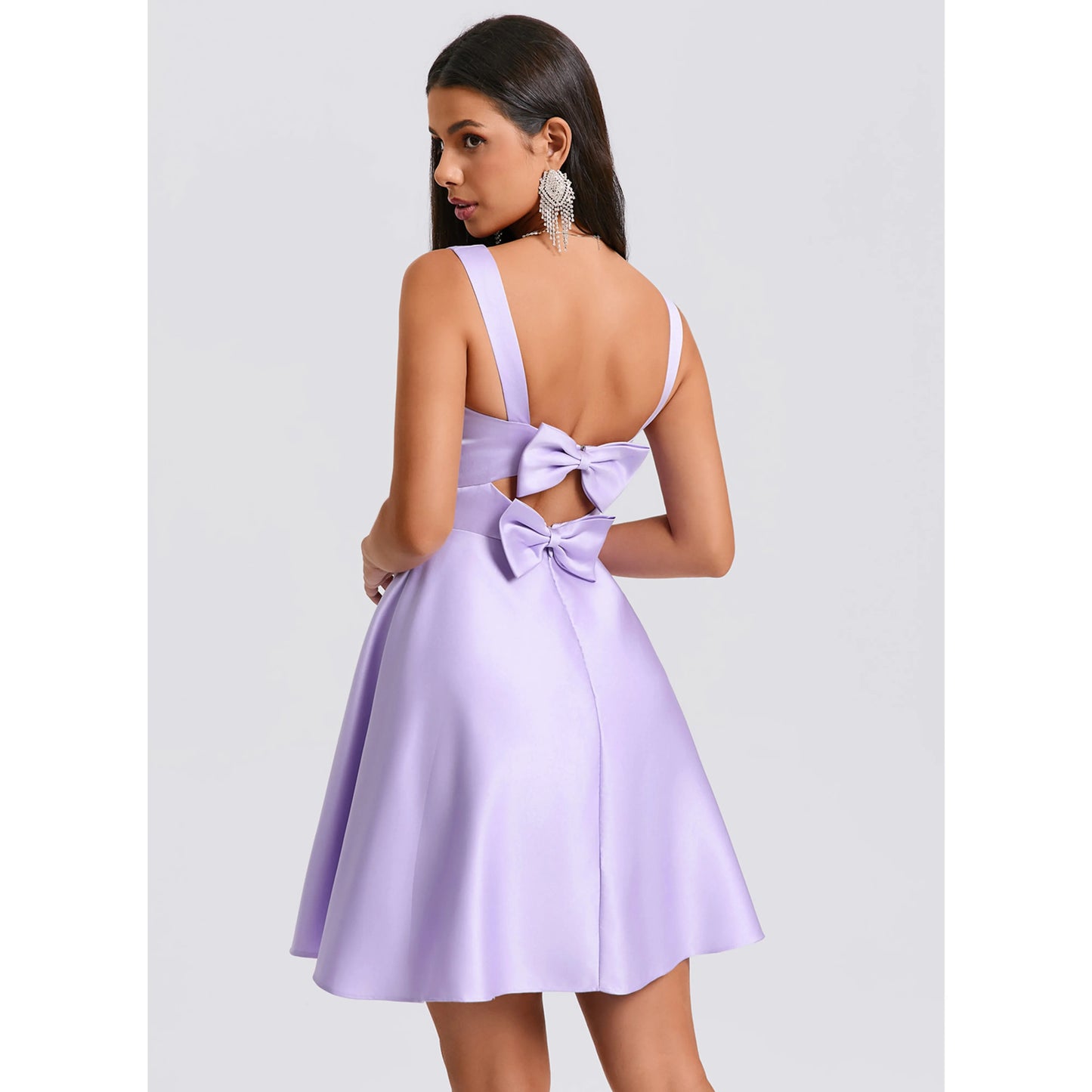 Charming A-Line Sweetheart Sleeveless Bow-Back Lavender Short Homecoming Dress