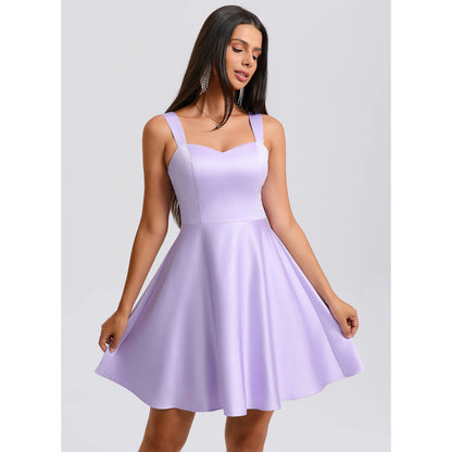 Charming A-Line Sweetheart Sleeveless Bow-Back Lavender Short Homecoming Dress