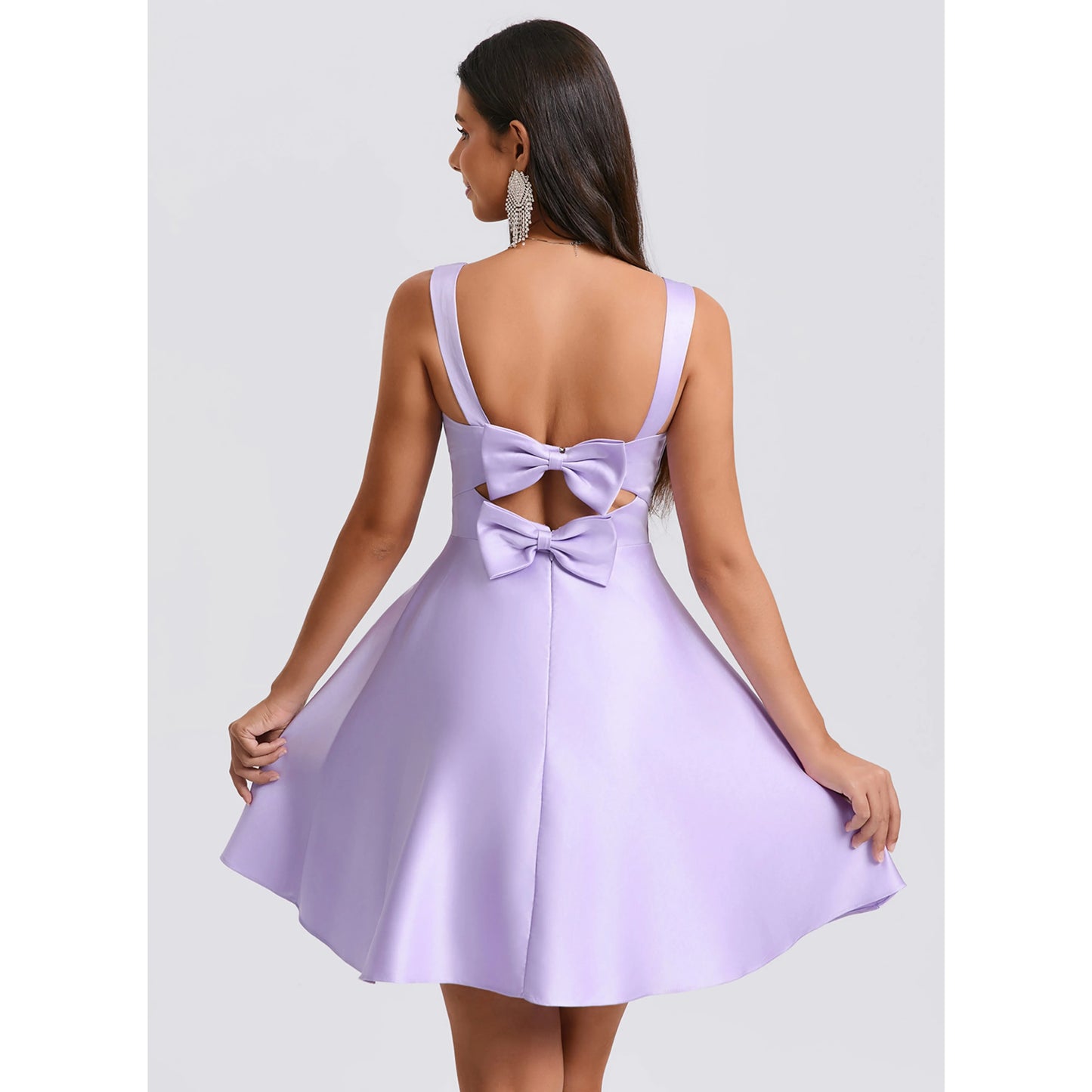 Charming A-Line Sweetheart Sleeveless Bow-Back Lavender Short Homecoming Dress