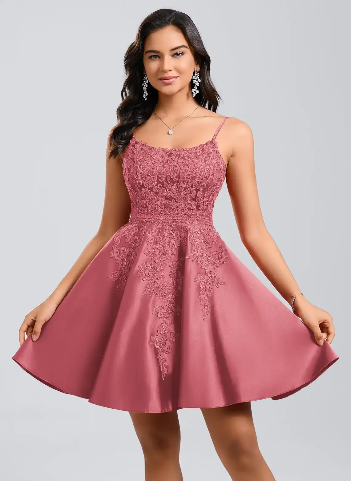 Charming A-Line Sweetheart Sleeveless Embroidered Dusty Rose Short Homecoming Dress
