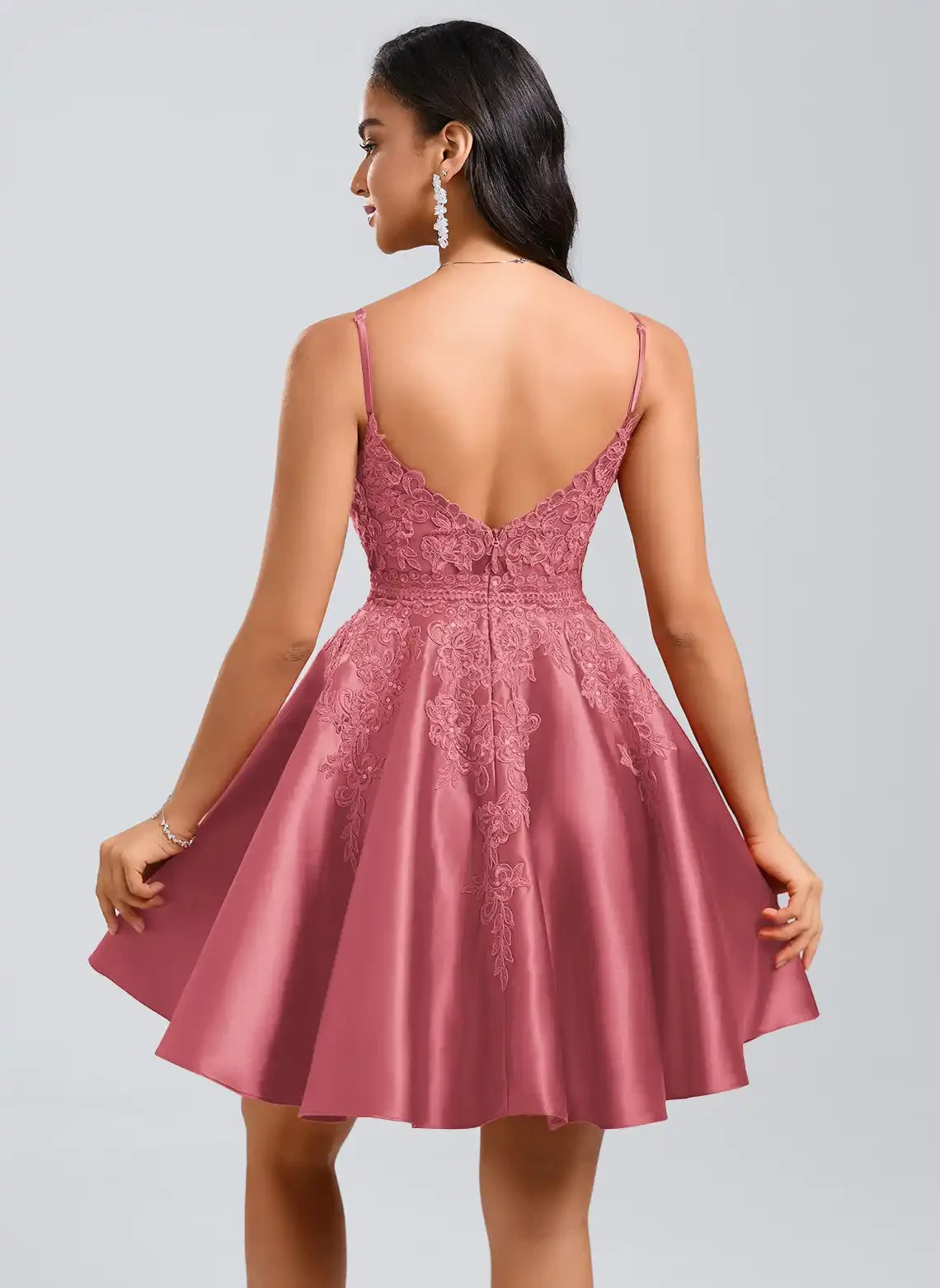 Charming A-Line Sweetheart Sleeveless Embroidered Dusty Rose Short Homecoming Dress