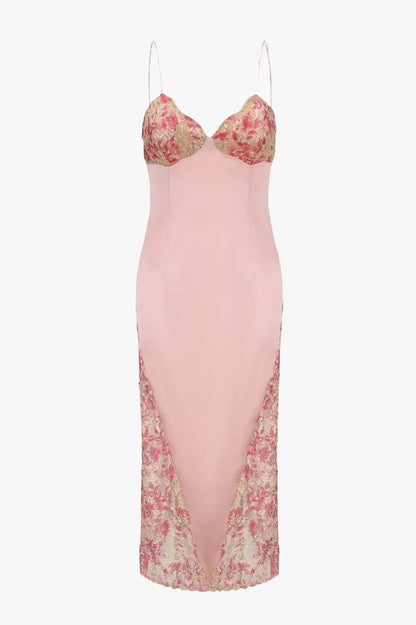Charming Sheath Sweetheart Sleeveless Floral Vintage Pink Maxi Prom Dresses Women
