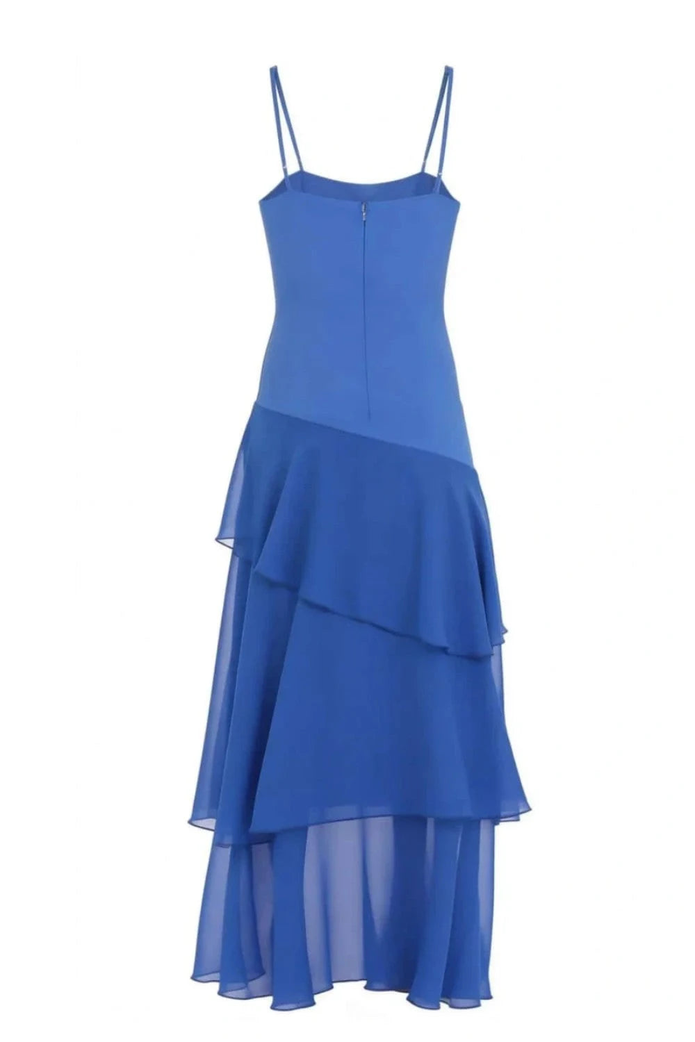 Charming Sheath Sweetheart Sleeveless Tiered Ruffled Royal Blue Floor Length Prom Dresses For Women