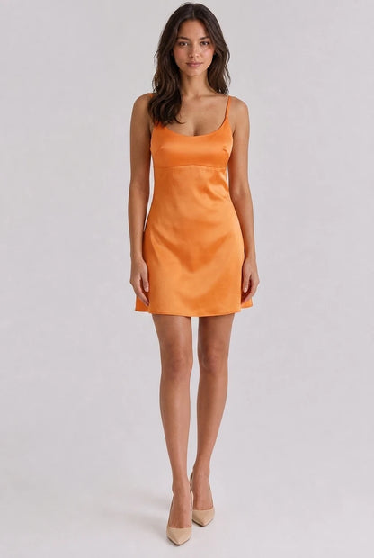 Backless A-line mini dress with elegant design.