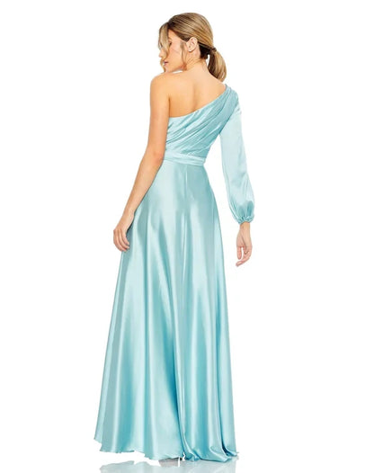 Chic A-Line One-Shoulder Long-Sleeve High-Low Blue Mother Of The Bride Dress