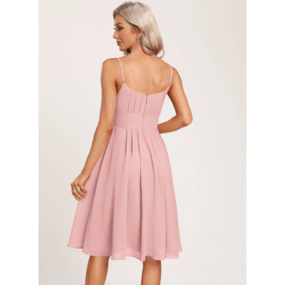 Chic A-Line Scoop Neck Sleeveless Pleated Blush Pink Knee-Length Homecoming Dress