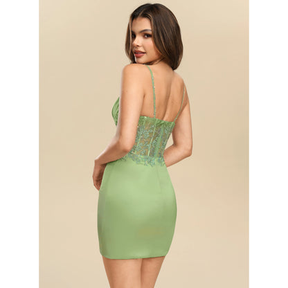 Chic Bodycon Sweetheart Sleeveless Sequin Ruched Sage Green Mini Homecoming Dress