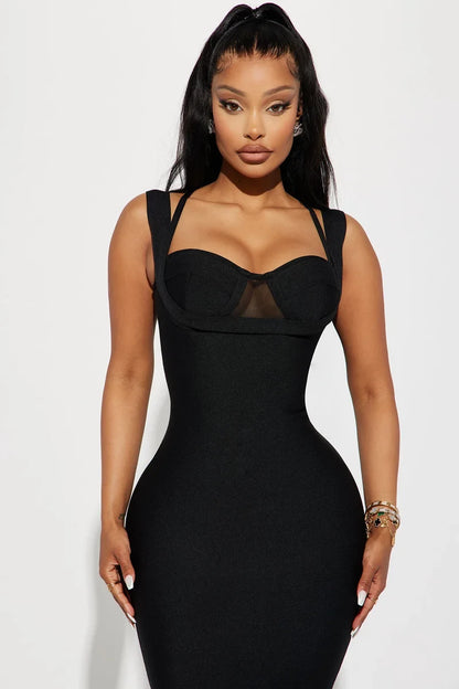 Chic Mermaid Sweetheart Sleeveless Tiered Flounce Black Maxi Evening Dresses Women