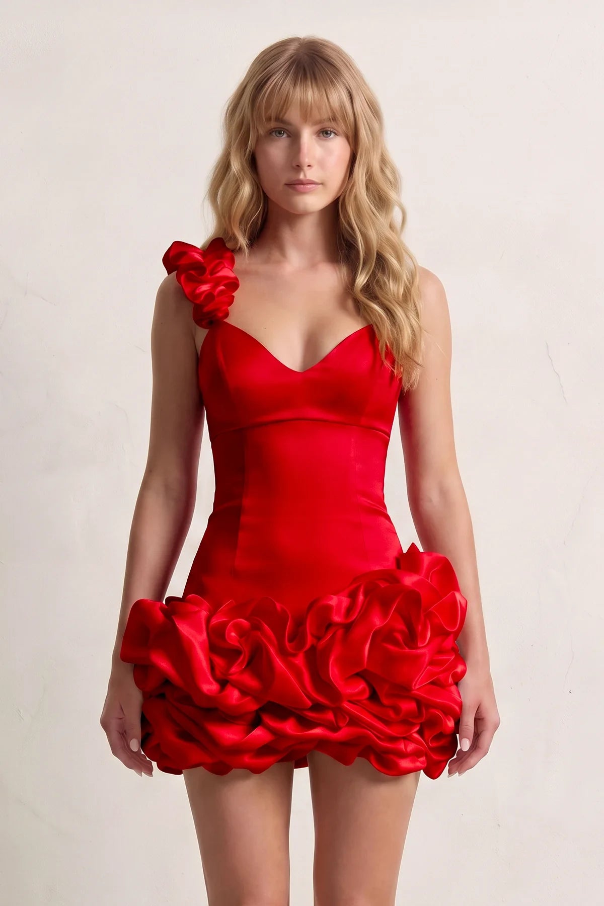 Chic Sheath Sweetheart Sleeveless Ruffled Red Mini Homecoming Dress For Women