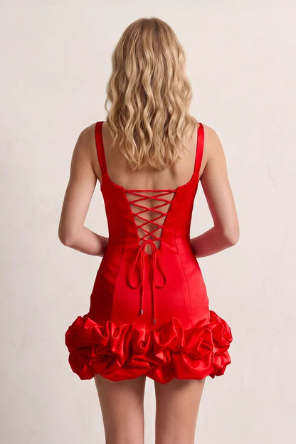 Chic Sheath Sweetheart Sleeveless Ruffled Red Mini Homecoming Dress For Women