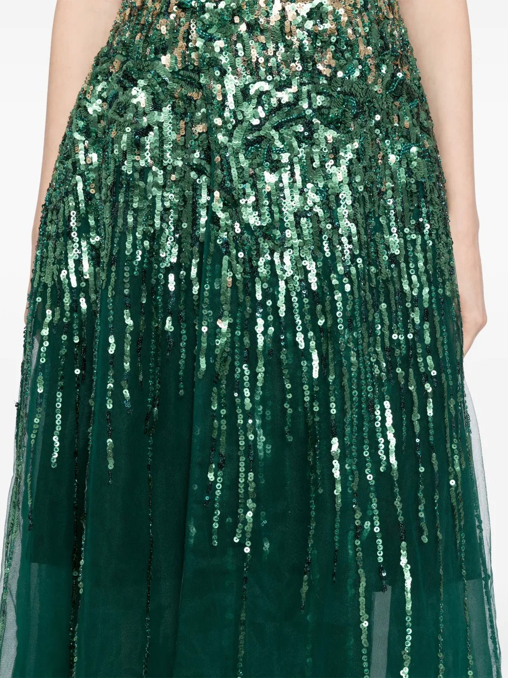 Dazzling Emerald Green & Gold Ombré Sequin Strapless Prom Dress