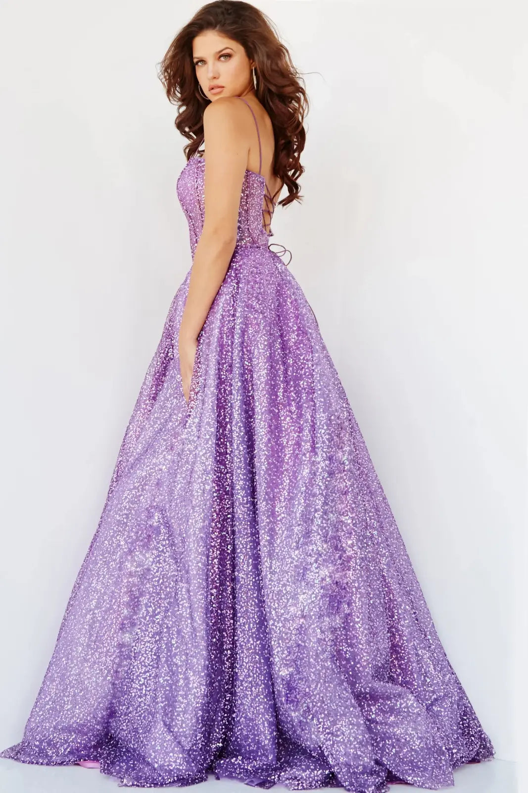 Dazzling A-Line Sweetheart Sleeveless Sequin Glittering Purple Floor-Length Evening Gown