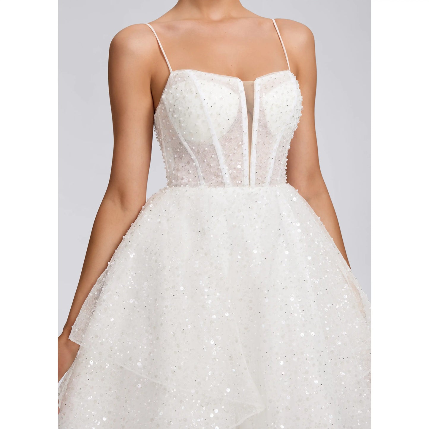 Dazzling A-Line Sweetheart Sleeveless Tiered White Short Homecoming Dress for Women