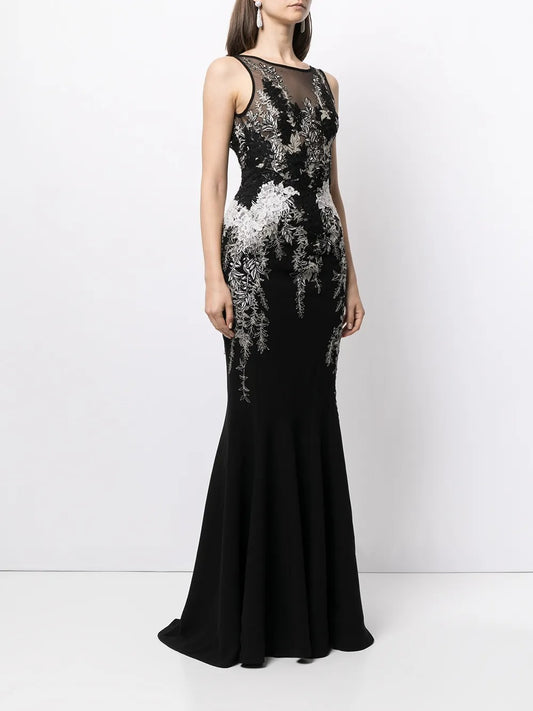 Dolce & Gabbana Black Satin Lace-Trimmed Slip Evening Dress