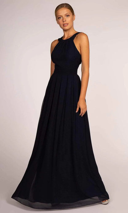 Dusty Rose Halter Neck Prom Dress With Lace Back And Chiffon A Line Formal Prom Dress