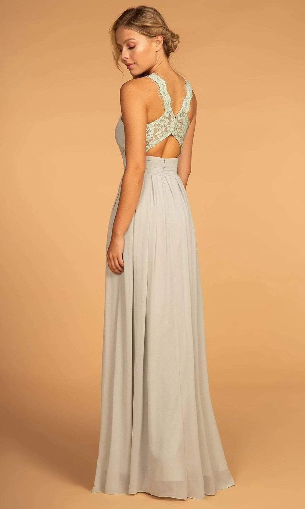 Dusty Rose Halter Neck Prom Dress With Lace Back And Chiffon A Line Formal Prom Dress