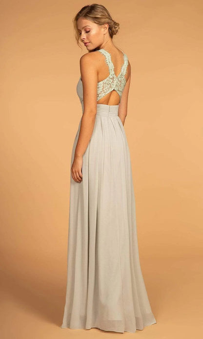 Dusty Rose Halter Neck Prom Dress With Lace Back And Chiffon A Line Formal Prom Dress