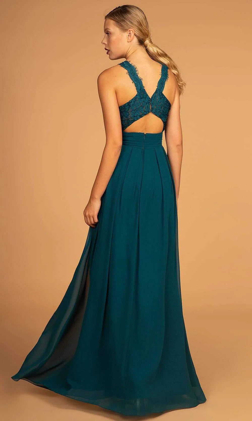 Dusty Rose Halter Neck Prom Dress With Lace Back And Chiffon A Line Formal Prom Dress