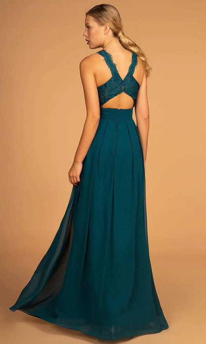 Dusty Rose Halter Neck Prom Dress With Lace Back And Chiffon A Line Formal Prom Dress