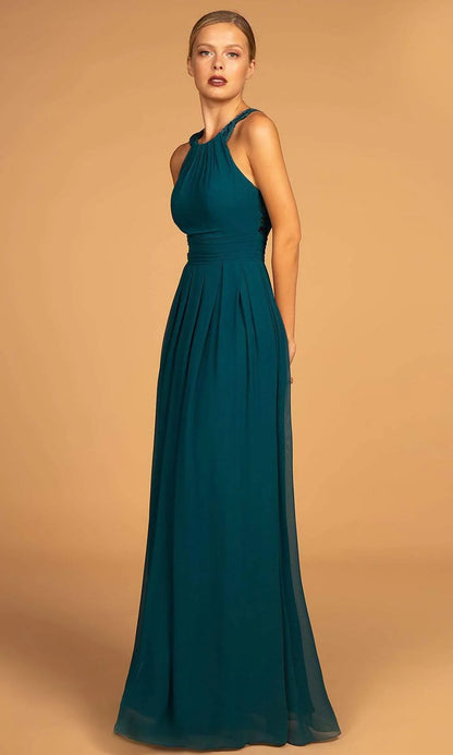 Dusty Rose Halter Neck Prom Dress With Lace Back And Chiffon A Line Formal Prom Dress