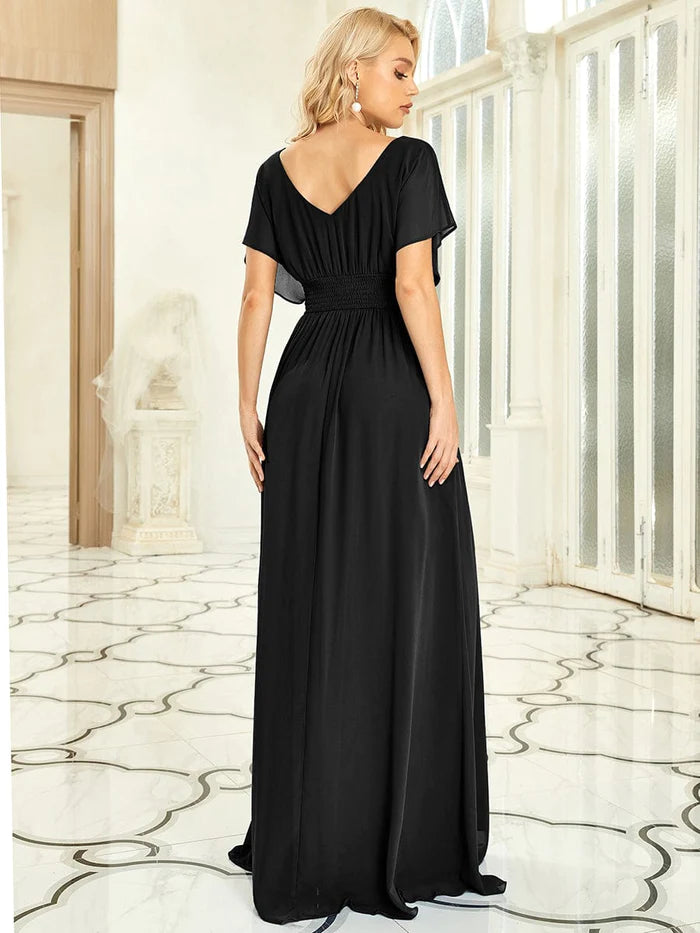 Women's A-Line Empire Waist Maxi Chiffon Evening Dress – Koutun Dress