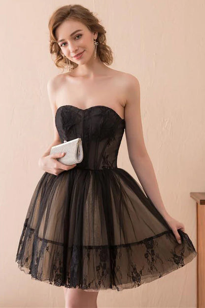 Close-up of the pleated black tulle fabric on a homecoming dress.