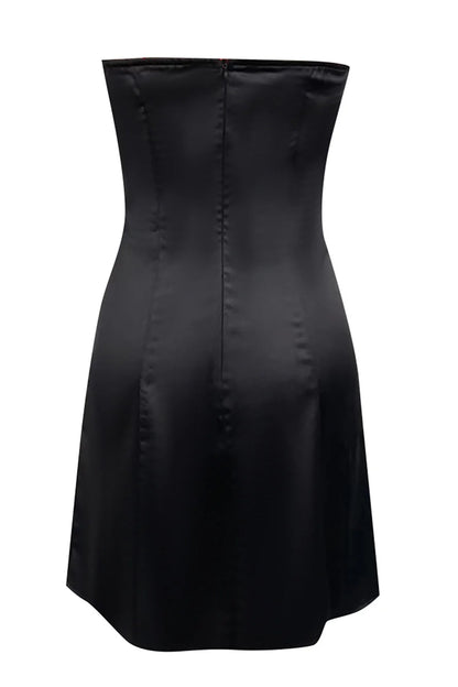 Koutun strapless black A-line short dress styled.