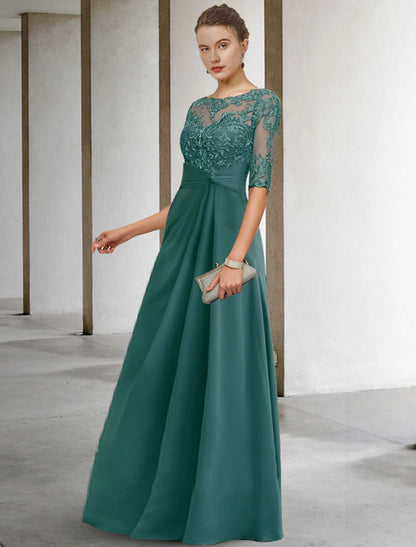 Back view of the elegant navy floor-length dress, showcasing its silhouette.