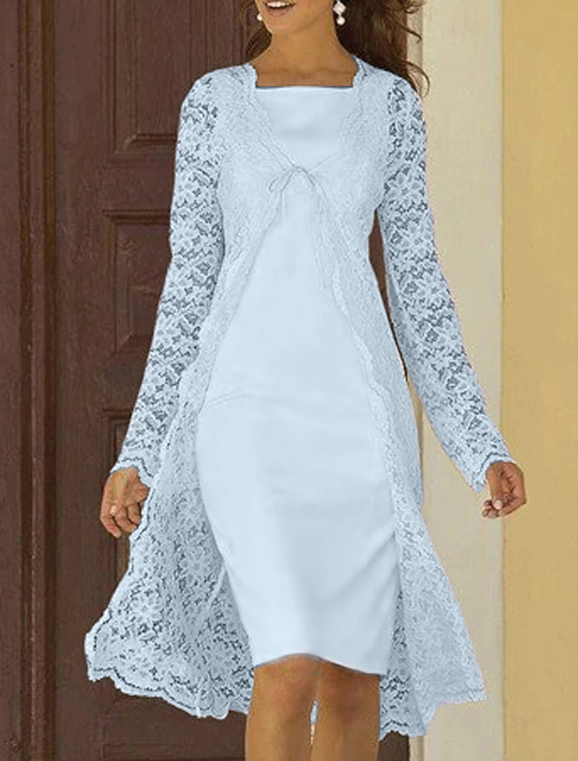 Side profile of the Mother of the Bride dress.
