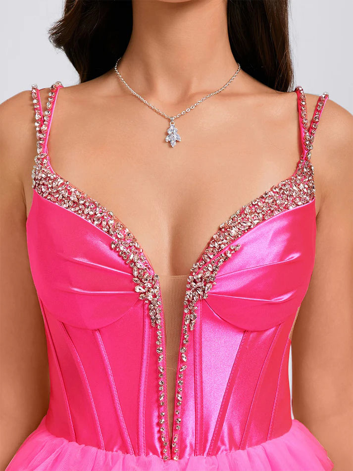 Back view of the ball gown homecoming dress.