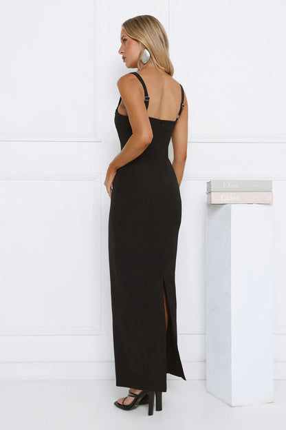 Elegant Adjustable Spaghetti Strap Sweetheart Neckline Rhinestone Detail Back Slit Mermaid Maxi Evening Dress For Formal Evening Prom Wedding Guest Bridesmaid Cocktail Party Gala