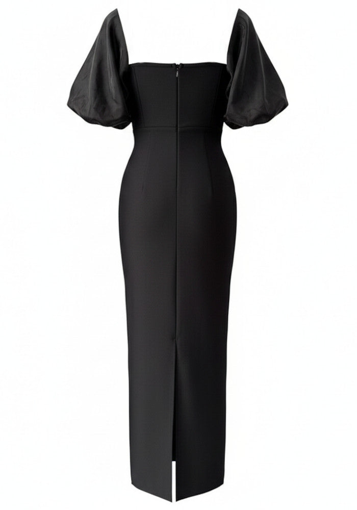 Elegant Black Cross Strap Open Back Mermaid Silhouette Formal Evening Prom Party Dress